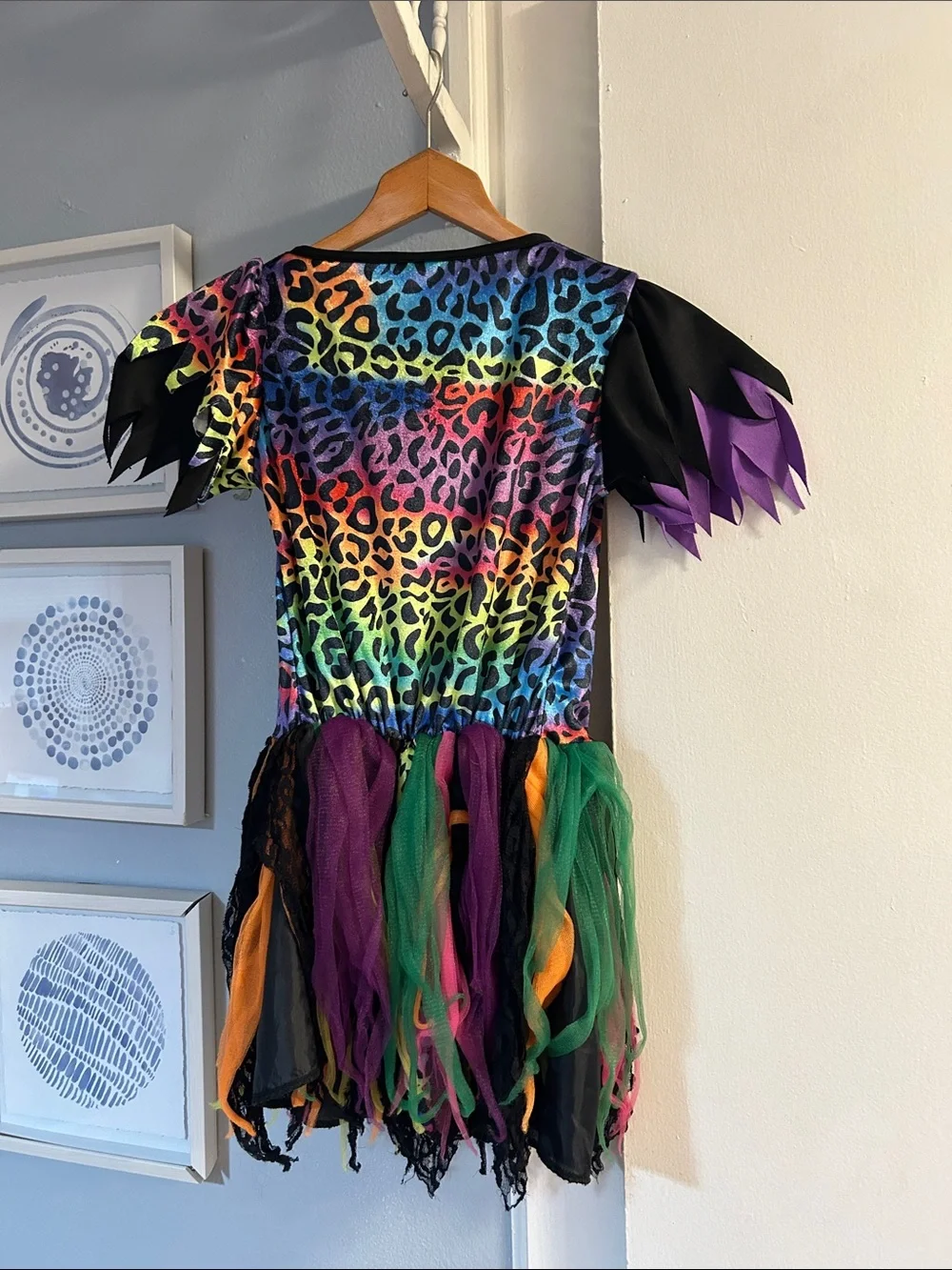 Spirit Girls Rainbow Leopard Cat Costume Tutu Dress Size M Dress Only